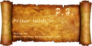 Priher Helén névjegykártya